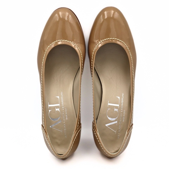 AGL Attilio Giusti Leombruni Patent Leather Pumps Beige EU 40 Office Heels - Picture 7 of 12